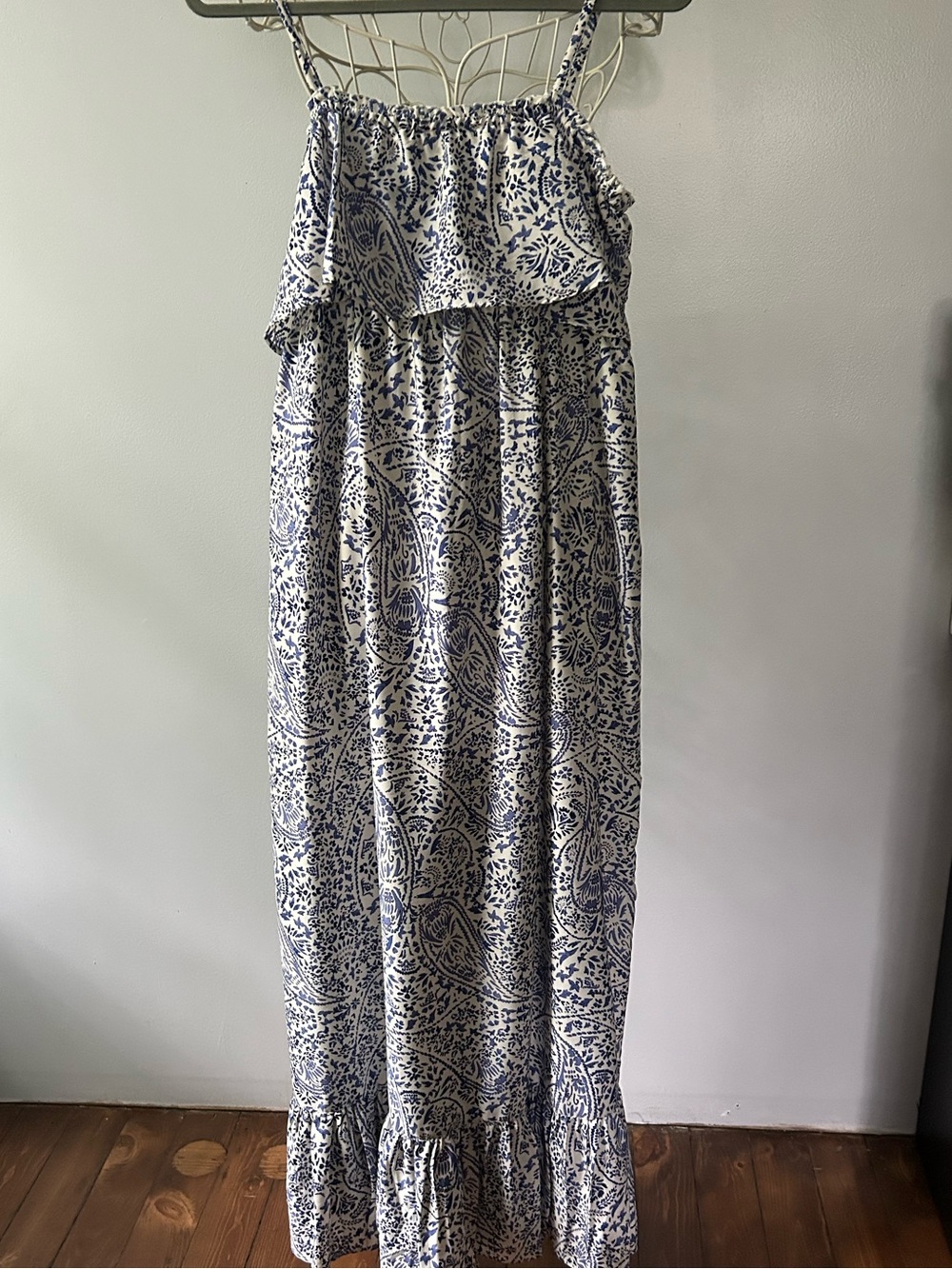 Motherhood Maternity Blue and White Paisley Floral Maxi Dress